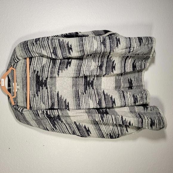 Lucky Brand Gray Black Aztec Waterfall Open Cardigan Sweater Women Size M - Picture 10 of 10